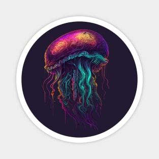 psychedelicJellyfish, Vintage Old School Retro Jellyfish Design Magnet